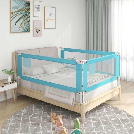 Barrière de sécurité de lit d'enfant Bleu 160x25 cm Tissu 