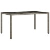 Table de jardin 150x90x75 cm Verre trempé et poly rotin Gris 
