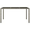 Table de jardin 150x90x75 cm Verre trempé et poly rotin Gris 