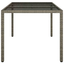 Table de jardin 150x90x75 cm Verre trempé et poly rotin Gris 