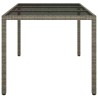 Table de jardin 150x90x75 cm Verre trempé et poly rotin Gris 