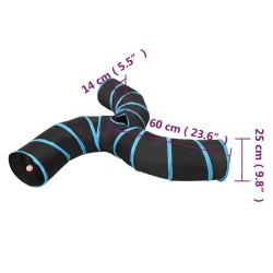 Tunnel pour chats à 3 voies Noir et bleu 25 cm Polyester 