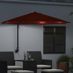 Parasol mural avec LEDs terre cuite, 248 cm 