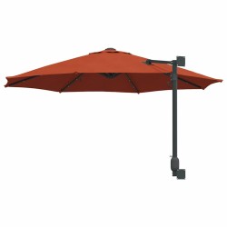 Parasol mural avec LEDs terre cuite, 248 cm 