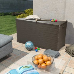 Boîte de stockage de jardin Marron 120x56x63 cm PP Rotin 