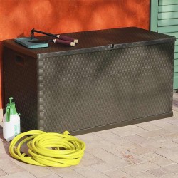 Boîte de stockage de jardin Marron 120x56x63 cm PP Rotin 