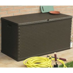 Boîte de stockage de jardin Marron 120x56x63 cm PP Rotin 