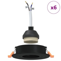 Projecteurs encastrés 6 pcs Ronds GU10 Noir Ø91 mm 