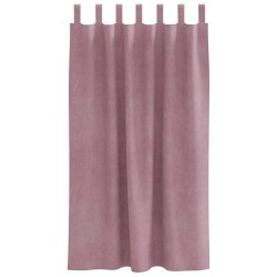 Rideaux occultants avec des anneaux de suspension 2 pièces Velours rose foncé 