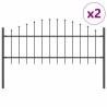 Clôture de jardin avec sommet arrondi gris 3,4 x 0,75 m en acier 