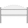 Clôture de jardin avec sommet arrondi gris 3,4 x 0,75 m en acier 