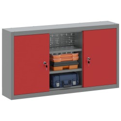 Armoire à outils murale avec tableau perforé Rouge 100x20x55 cm Acier 