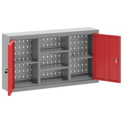 Armoire à outils murale avec tableau perforé Rouge 100x20x55 cm Acier 