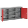 Armoire à outils murale avec tableau perforé Rouge 100x20x55 cm Acier 