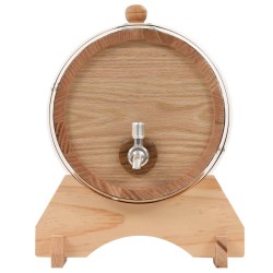 Tonneau à vin avec robinet Chêne massif 6 L 