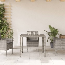 Table de jardin dessus en verre Gris 90x90x75 cm Résine tressée 