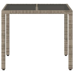 Table de jardin dessus en verre Gris 90x90x75 cm Résine tressée 