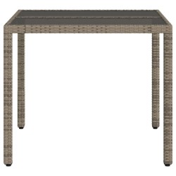Table de jardin dessus en verre Gris 90x90x75 cm Résine tressée 