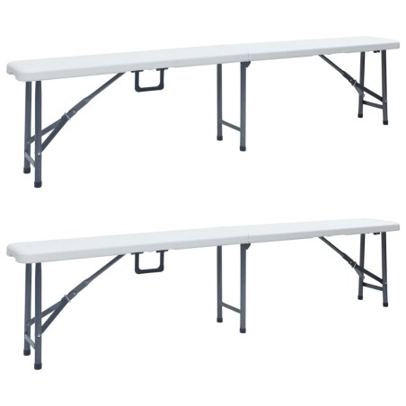 Bancs de jardin pliables lot de 2 180 cm PEHD Blanc 