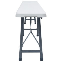 Bancs de jardin pliables lot de 2 180 cm PEHD Blanc 