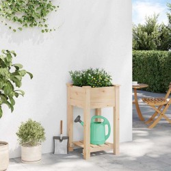Jardinière avec étagère 45x45x76 cm en bois massif de sapin 