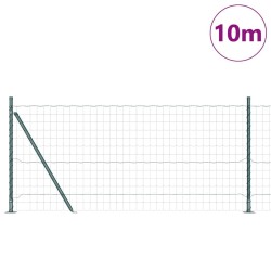 Clôture Euro de avec 7 poteaux flangés, 1x10 m, acier galvanisé. 