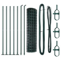 Clôture Euro de avec 7 poteaux flangés, 1x10 m, acier galvanisé. 