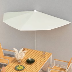 Demi-parasol de jardin avec mât 180x90 cm sable 