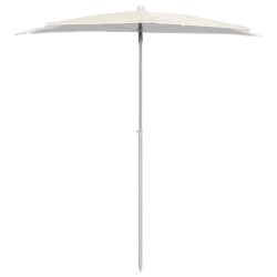Demi-parasol de jardin avec mât 180x90 cm sable 