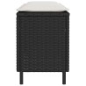 Banc de jardin avec coussin noir 110x30x40,5 cm résine tressée 