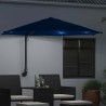 Parasol mural avec LEDs bleus 248 cm 