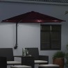 Parasol mural avec LEDs bordeaux, 248 cm 