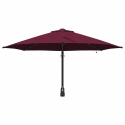 Parasol mural avec LEDs bordeaux, 248 cm 