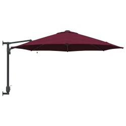 Parasol mural avec LEDs bordeaux, 248 cm 