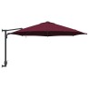 Parasol mural avec LEDs bordeaux, 248 cm 