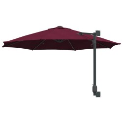 Parasol mural avec LEDs bordeaux, 248 cm 