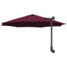 Parasol mural avec LEDs bordeaux, 248 cm 