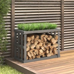 Porte-bûches d’extérieur Gris 108x52x74 cm Bois massif de pin 