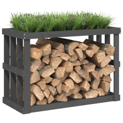 Porte-bûches d’extérieur Gris 108x52x74 cm Bois massif de pin 