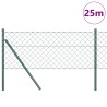Jeu de Poteaux de Clôture Vert 0.4 x 25 m Acier galvanisé 