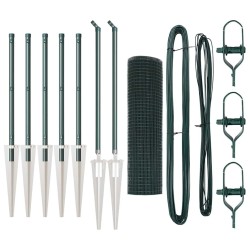 Set de poteaux de clôture Ensemble de 2 Vert Métal 10 x 0.5 m 