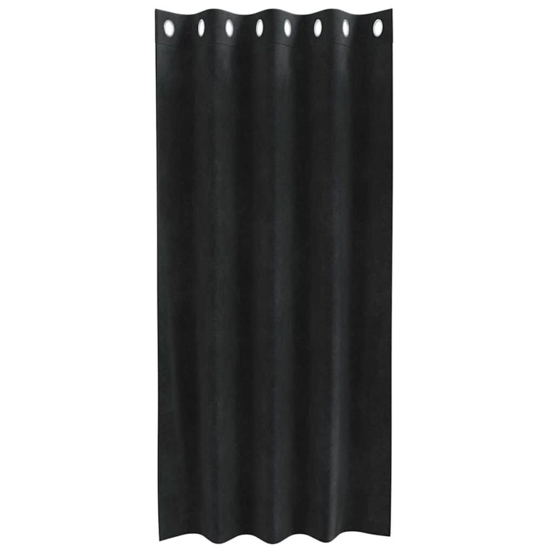 Rideaux Occultants avec Œillets 2 pcs Velours Noir 