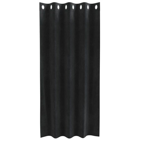 Rideaux Occultants avec Œillets 2 pcs Velours Noir 