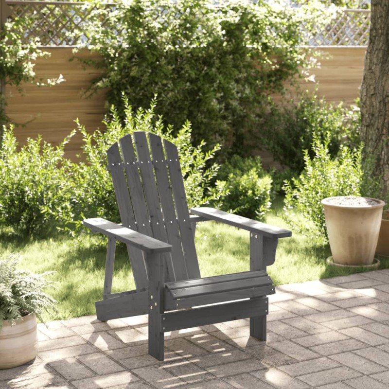 Chaise Adirondack gris 69x85x90,5 cm bois massif de sapin 