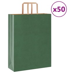 Sacs en papier 50 pcs avec poignées vert 32x12x42 cm 