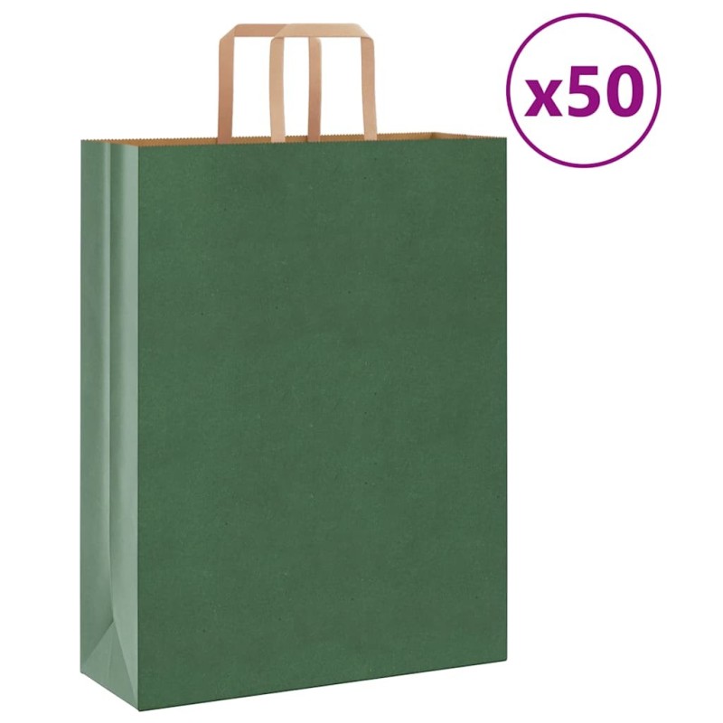Sacs en papier 50 pcs avec poignées vert 32x12x42 cm 