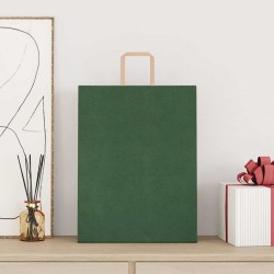 Sacs en papier 50 pcs avec poignées vert 32x12x42 cm 