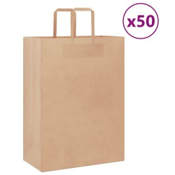 Sacs en papier 50 pcs avec poignées marron 32x17x44 cm 