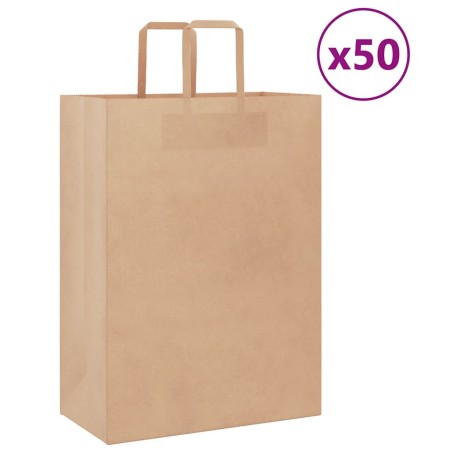 Sacs en papier 50 pcs avec poignées marron 32x17x44 cm 
