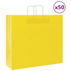 Sacs en papier 50 pcs avec poignées jaune 54x15x49 cm 